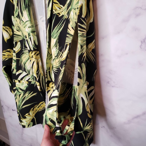 ASHLEY STEWART tropical palm leaves open front business casual blazer 14… - Picture 2 of 8
